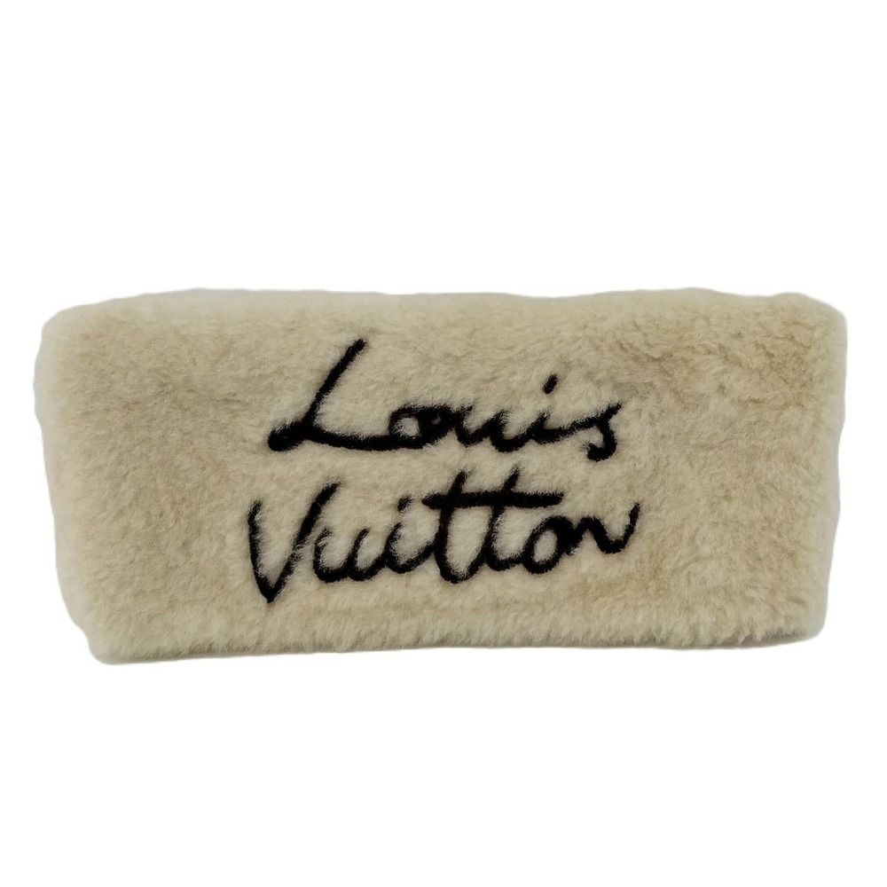 Louis Vuitton Bag Charm Glass Pouch Clutch LV Script Cream